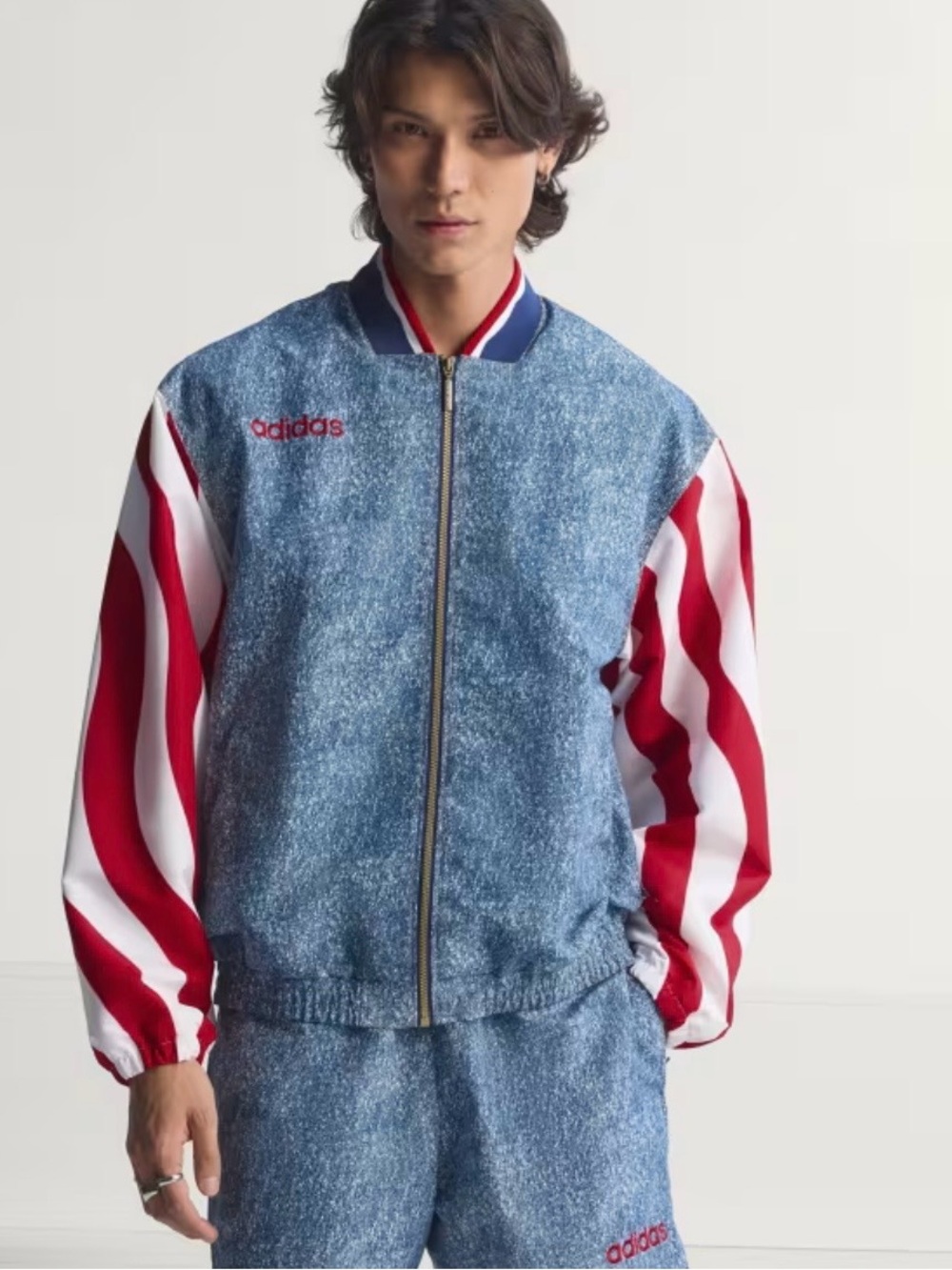 adidas Men's USA Denim Graphic Track Jacket
